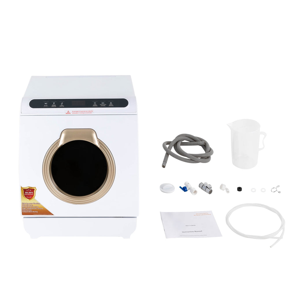 Portable Countertop Dishwasher, Compact Mini Dishwasher with 7L Built-in Water Tank,5 Cleaning Program and Air-Dry Function No Hookup Needed White
