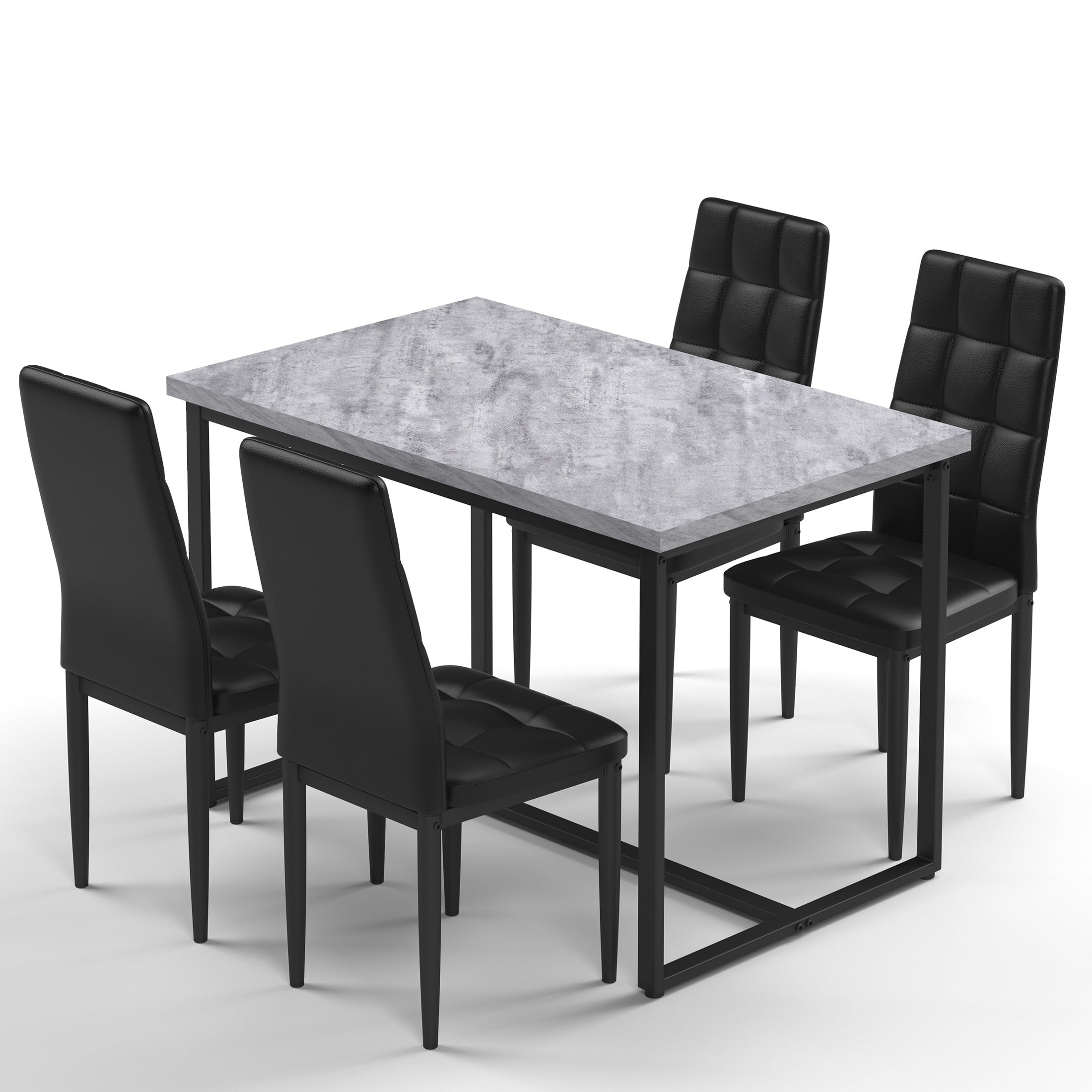 SEGMART Dining Table with 4 High-Back Upholstered Chairs, Modern Dinette Set, Dining Table & Chairs Set for 4 Persons, Small Home Kitchen Dining Table Set, Ideal for Apartment Breakfast Nook