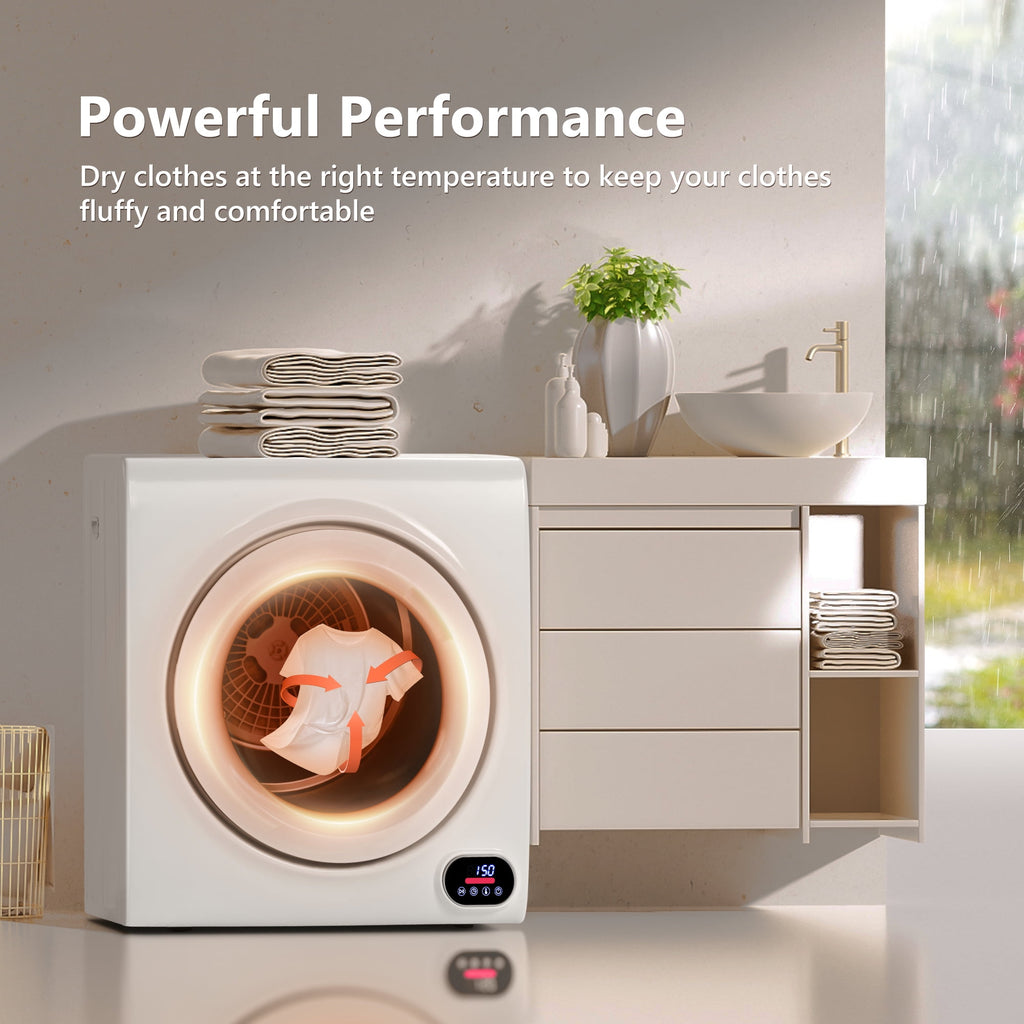 EUHOMY Portable Clothes Dryer, 2.6 Cu.ft Capacity, 1400W Quiet & Energy-Efficient Dryer for Apartments, Dorms, RVs and Small Spaces