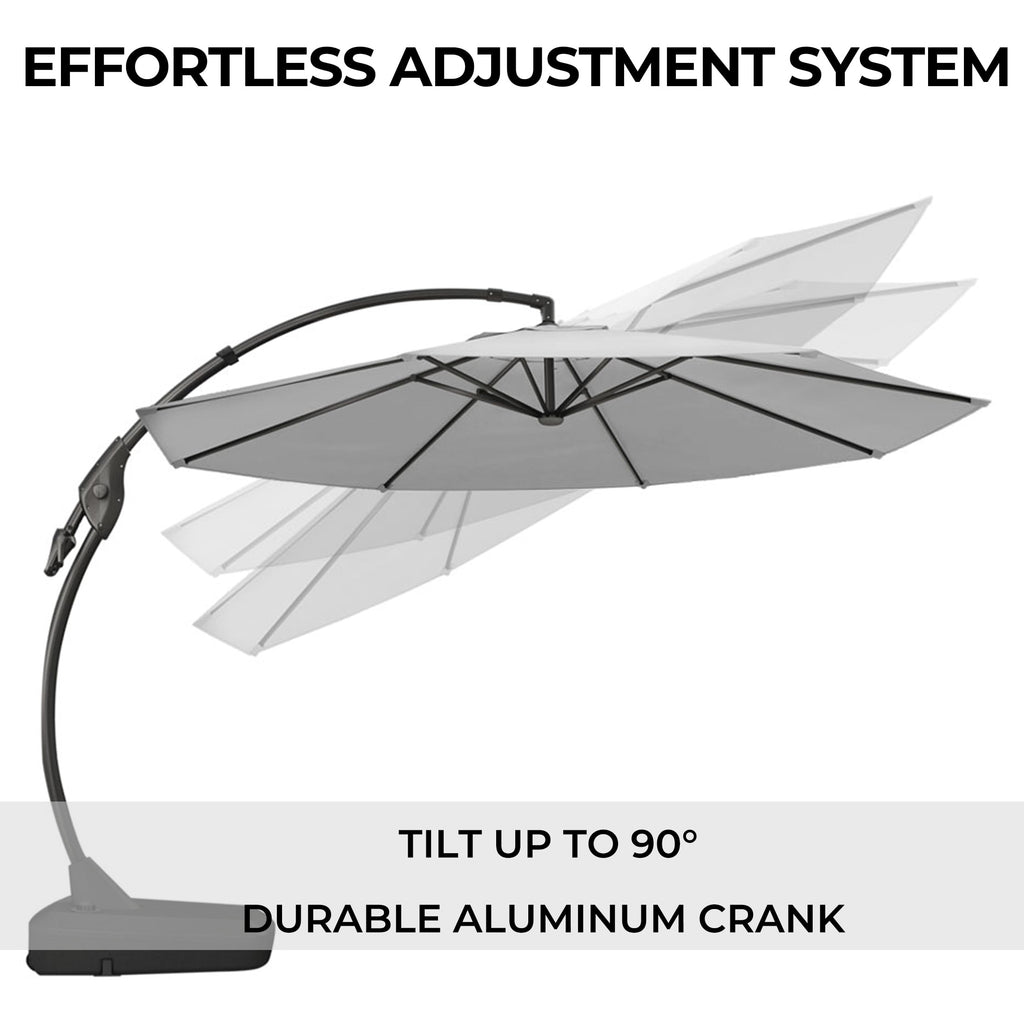 GRANDPATIO 12 ft Deluxe Aluminium Patio Umbrella with Base, Large Offset Outdoor Umbrella, Navy Blue