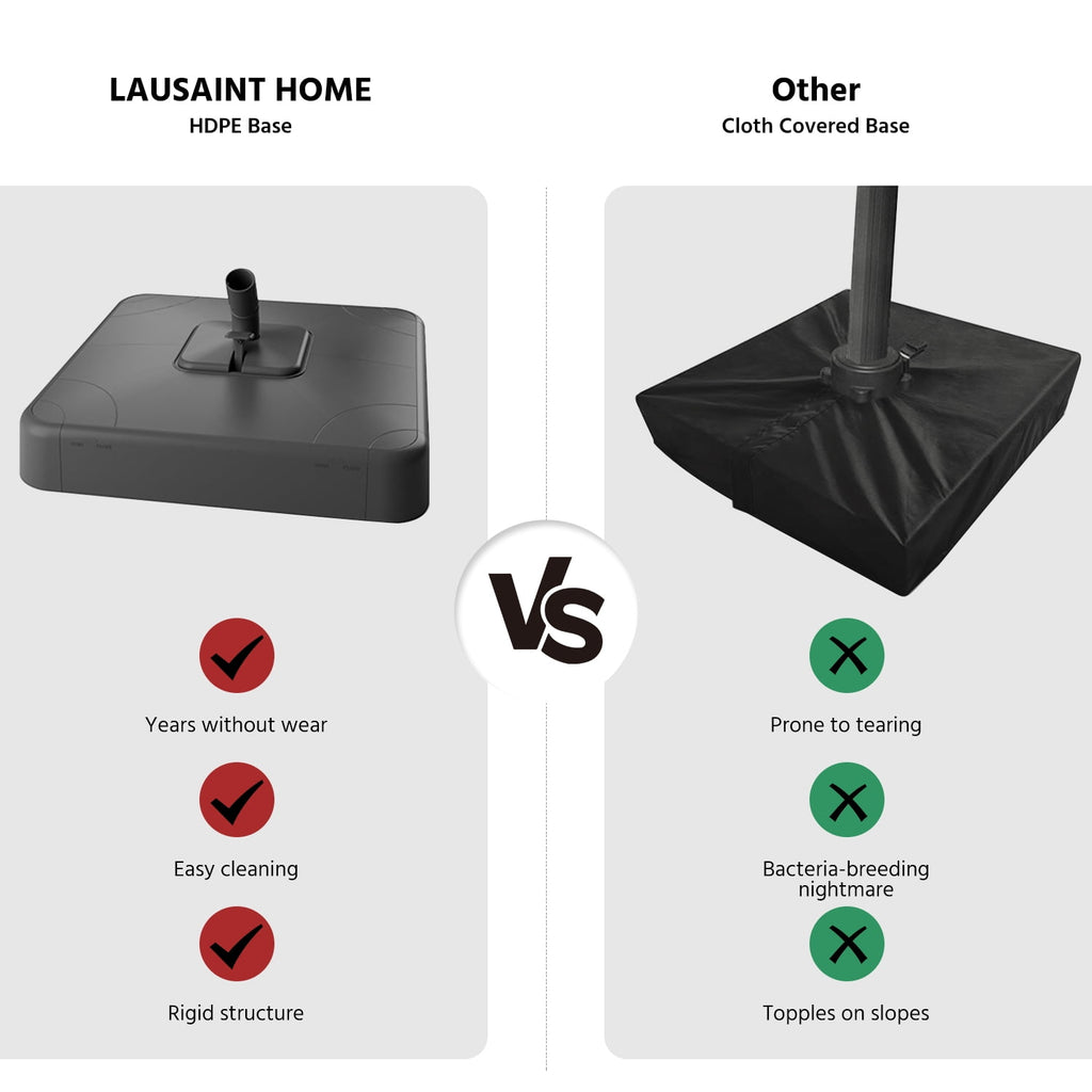 LAUSAINT HOME 11 FT Outdoor Patio Umbrella with Base, Aluminum Cantilever Umbrella with Crank, Gray