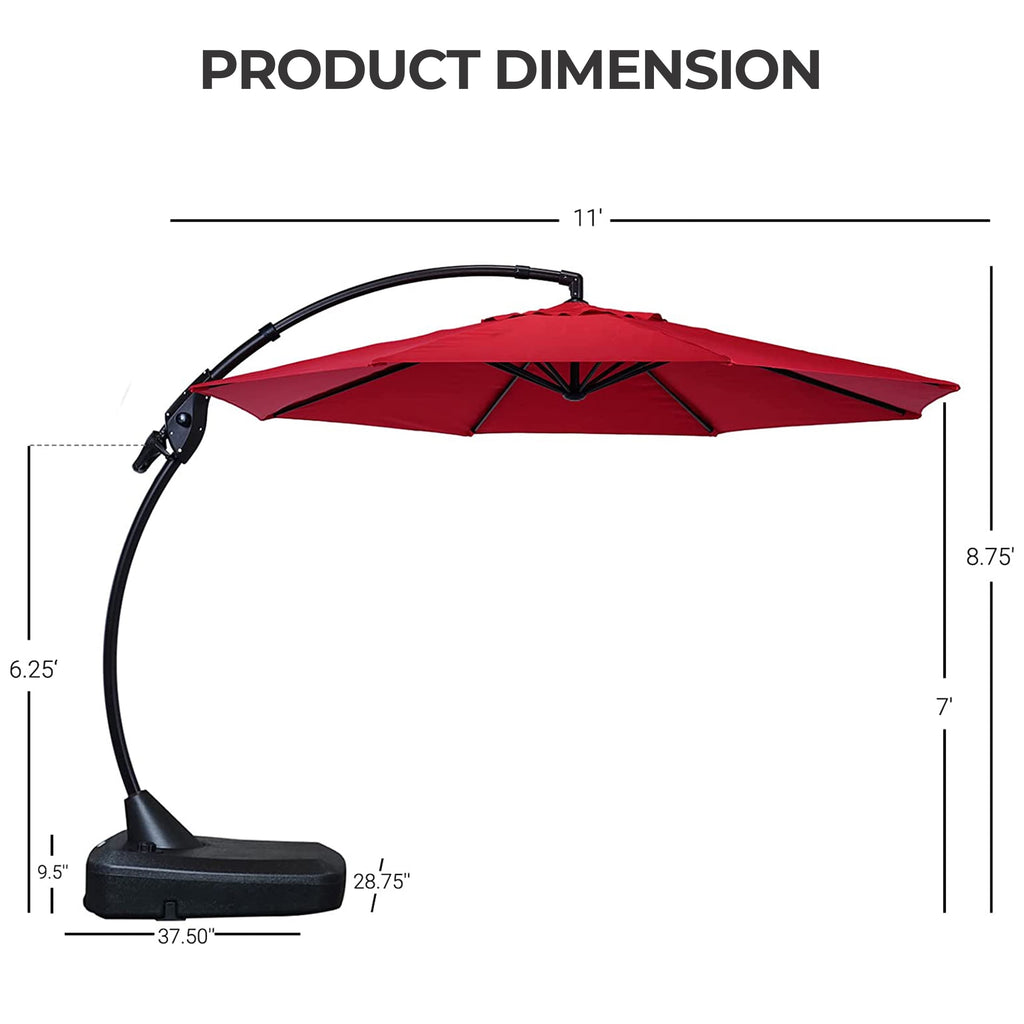 GRANDPATIO 12 ft Deluxe Aluminium Patio Umbrella with Base, Large Offset Outdoor Umbrella, Navy Blue
