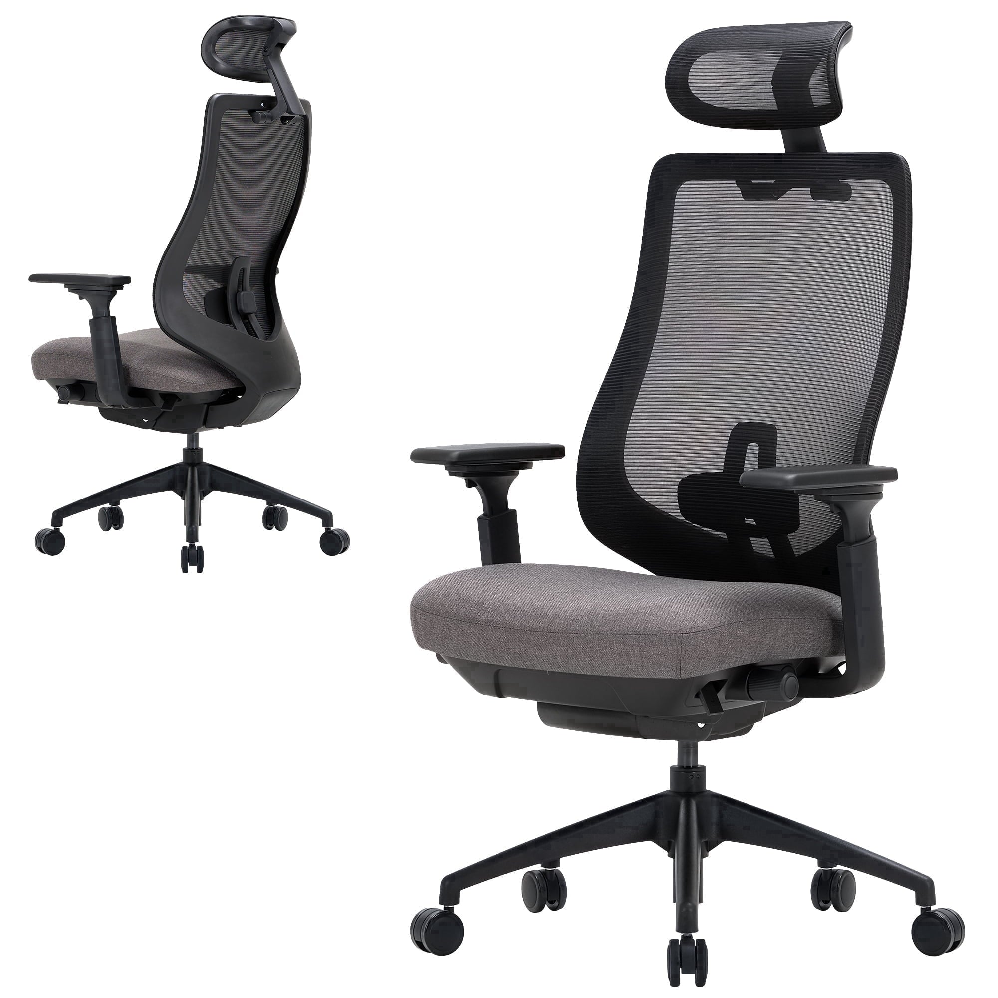 COLAMY ATLAS-01 Ergonomic Office Chair, High Back Office Executive Desk Chair, Mesh Office Chair Lumbar Support with Adjustable Headrest and 4D Arms, Slide Seat, Tilt Lock-Darkgrey