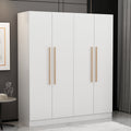 MONSLIPA Wardrobe Closet, 4 Door Wooden Armoire Storage with Hanging Rods for Bedroom, White