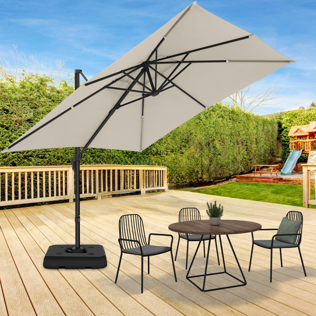 HOTEEL 10ft Patio Umbrella Outdoor Square Large Cantilever Windproof Offset and Heavy Duty Sun Umbrella for Garden Deck Pool，Gray